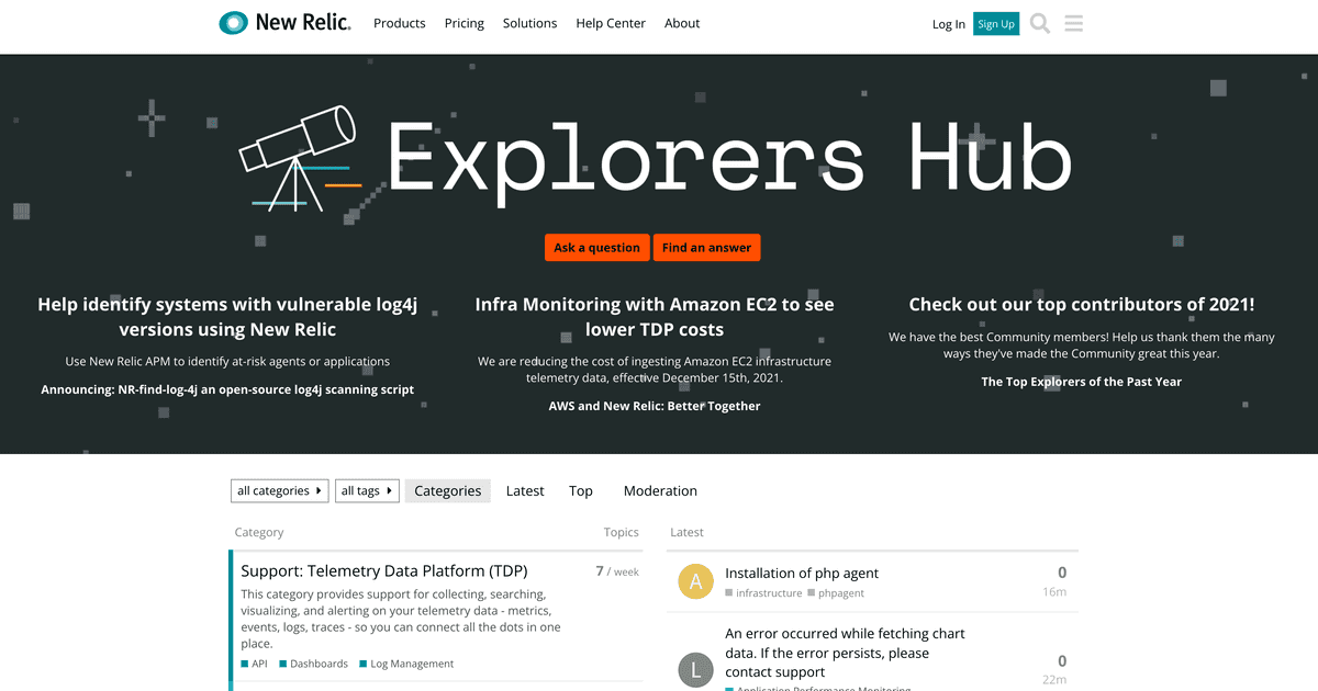New Relic's Explorer Hub