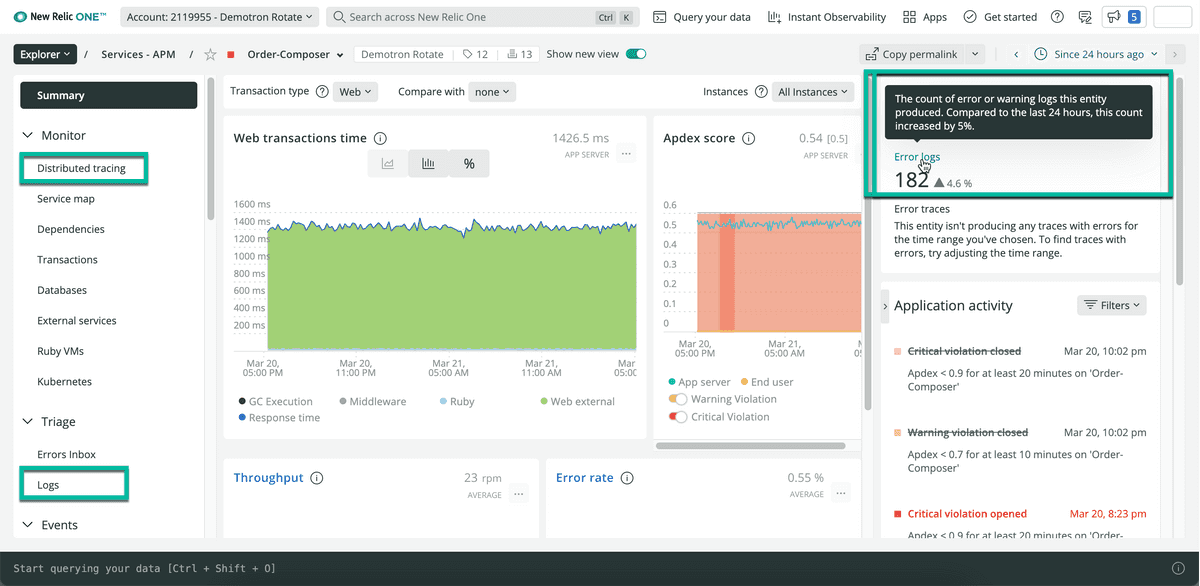Logs everywhere in New Relic One