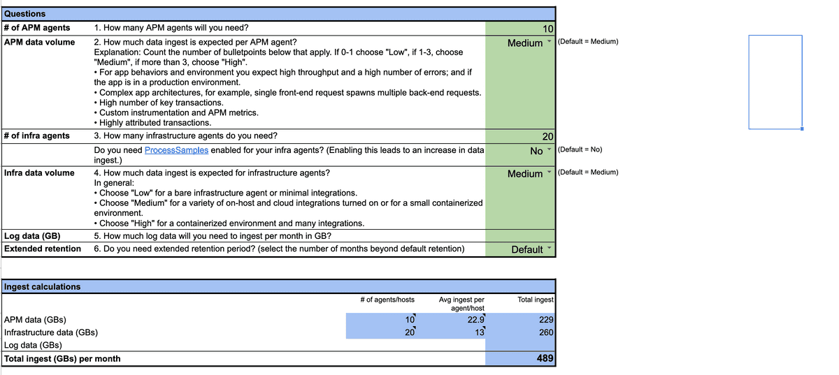 Cost estimator spreadsheet